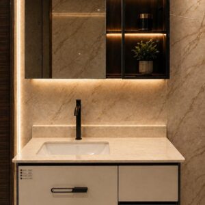 Home wall mounted vanity with mirror and wash basin| modern