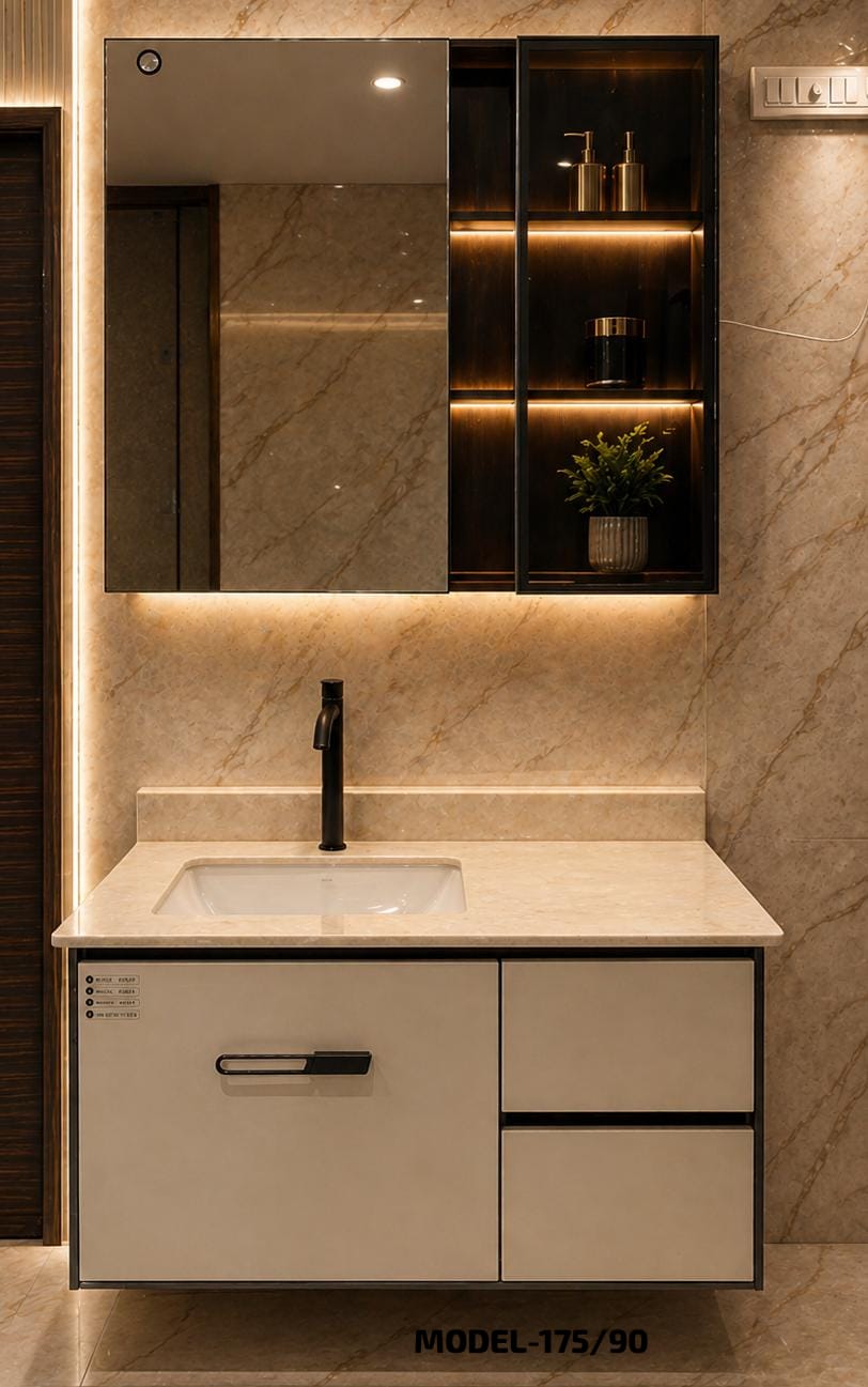 wall mounted vanity with mirror and wash basin| modern wall mounted vanity with mirror and wash basin| modern