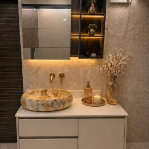 Home wall mounted vanity with mirror and wash basin| modern