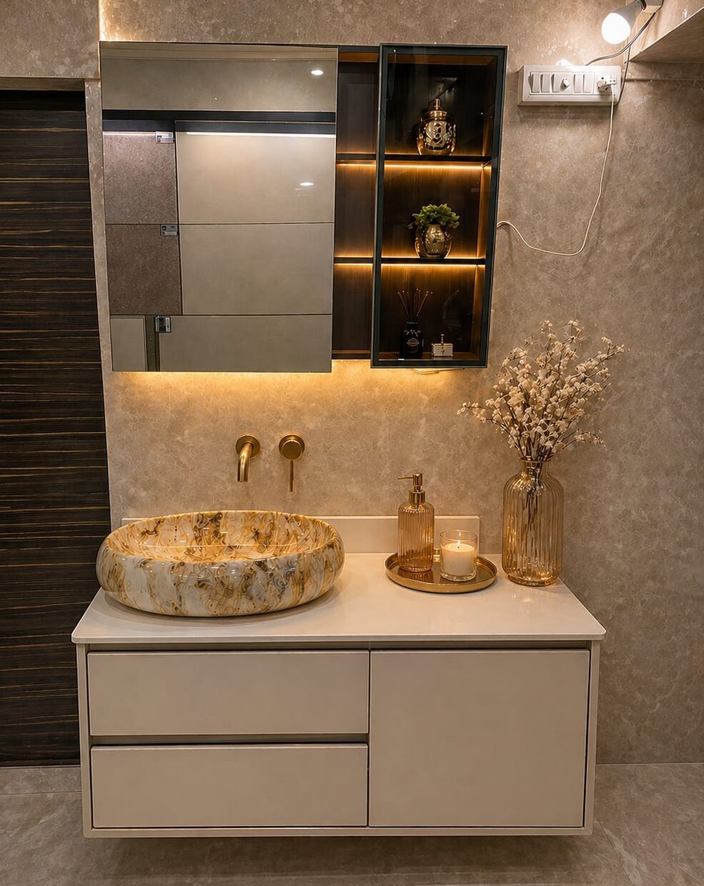 wall mounted vanity with mirror and wash basin| modern wall mounted vanity with mirror and wash basin| modern