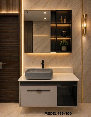 Home wall mounted vanity with mirror and wash basin| mo