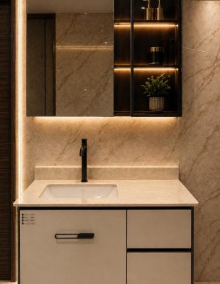 Home wall mounted vanity with mirror and wash basin| modern