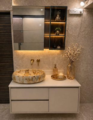 Home wall mounted vanity with mirror and wash basin| modern